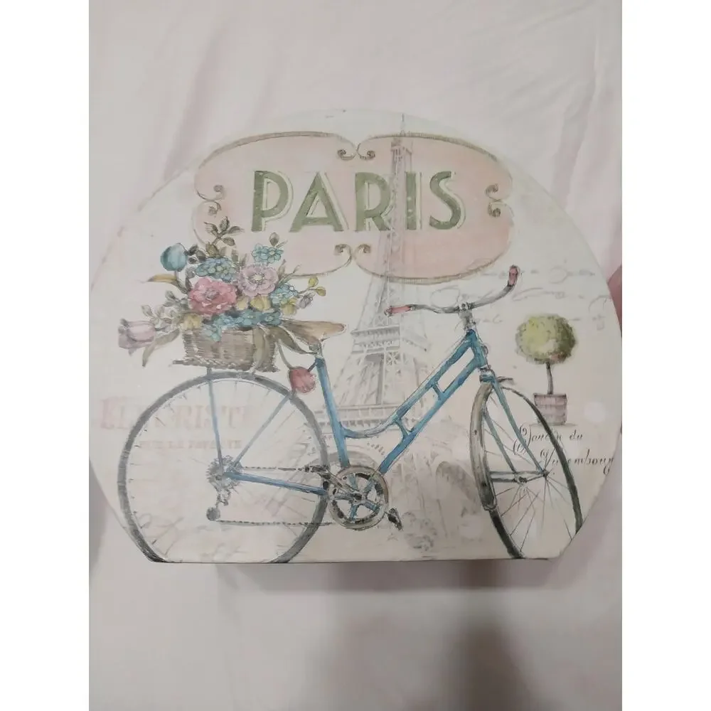 Ashland Decorative Storge Boxs Parisian Bicycle Themed Set Of 3 - Picture 2 of 9